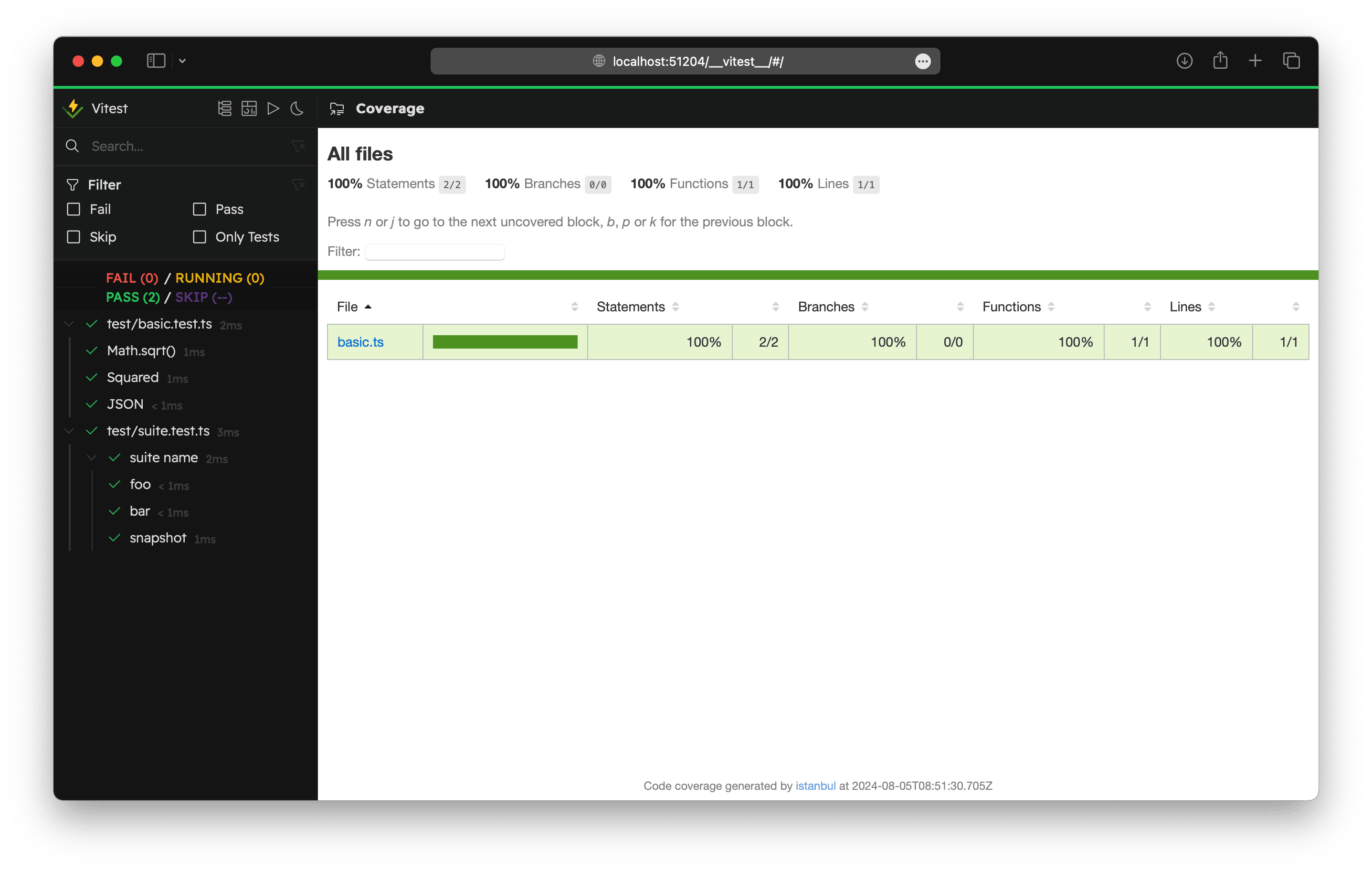 UI 模式中 HTML 覆盖率报告